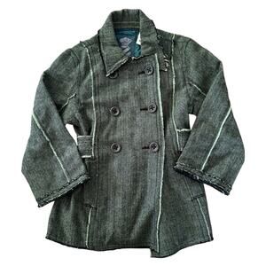 Z Brand Kids’ Tweed Double-Breasted Distressed Green Lightweight Jacket Size 10